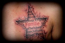 TEKST,TEXT,STER,STAR,3D,REALISTISCH,REALISTIC,TATTOO,TATOEAGE