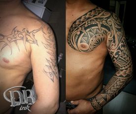 tattoo,taoeage,cover up,black and grey,polynesisch,maori