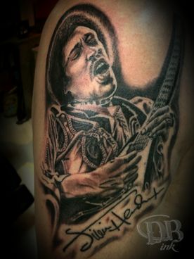PORTRET,PORTRAIT,JIMMY HENDRIX,BLACK AND GREY,REALIST,TATTOO,TATOEAGEISCH,REALISTIC