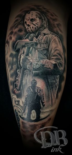 BLACK AND GREY, JASON FRIDAY THE 13TH,TATTOO,TATOEAGE