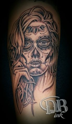 TATTOO,TATOEAGE,BLACK AND GREY,CHICANO,MUERTA
