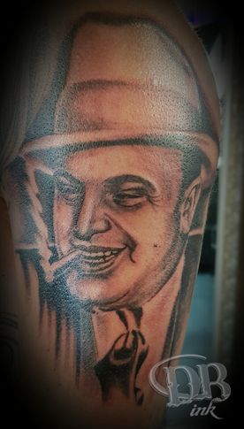 TATTOO,REALISTIC,REALISTISCH,PORTRET,BLACK AND GREY,TATOEAGE,DB-INK,AL CAPONE