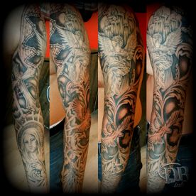 TATTOO,TATOEAGE,BLACK AND GREY,RELIGIEUS,RELIGIOUS,SLEEVE