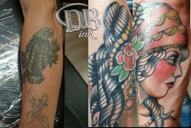 DB-INK,TATTOO,KLEUR,COLOUR,COVER UP,OLD SCHOOL,OLD SKOOL,MUERTE,MUERTA,