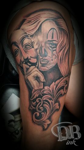 TATTOO,MUERTA,MUERTE,MASKER,MASK,REALISTIC,REALISTISCH,PORTRET