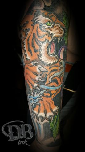TATTOO,TATOEAGE,KLEUR,COLOUR.JAPANS,TIJGER,TIGER,TATTOOSHOP DB-INK,DEN BOSCH