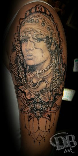 TATOO,BLACK AND GREY,GIPSY,GYPSY,REALISTIC,REALISTISCH,PORTRET
