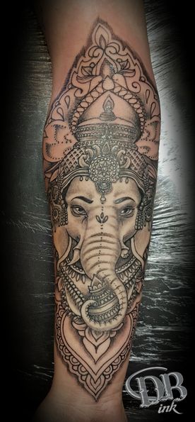 DB-INK,TATTOO,TATOEAGE,REALISTIC,REALISTISCH,GANESHA,DEN BOSCH,TATTOOSHOP,OLIFANT,ELEPHANT